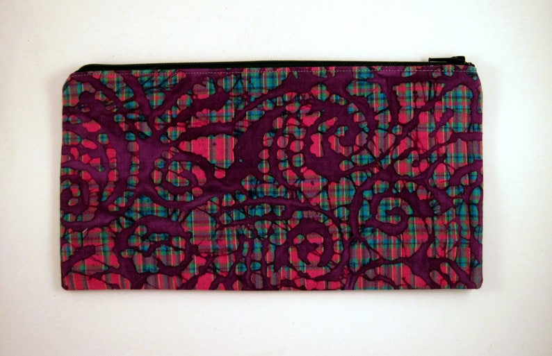 Gadget Bag Purple Plaid Colorful Zipper Pouch Pencil Case Make Up Bag Pencil Pouch