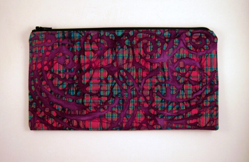 Gadget Bag Purple Plaid Colorful Zipper Pouch Pencil Case Make Up Bag Pencil Pouch