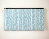 Blau Fischgrat-Reißverschluss-Etui, Make-up-Tasche, Mäppchen, Gadget