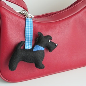 Scottish Terrier Hand Sewn Felt Dog Bag Charm image 1