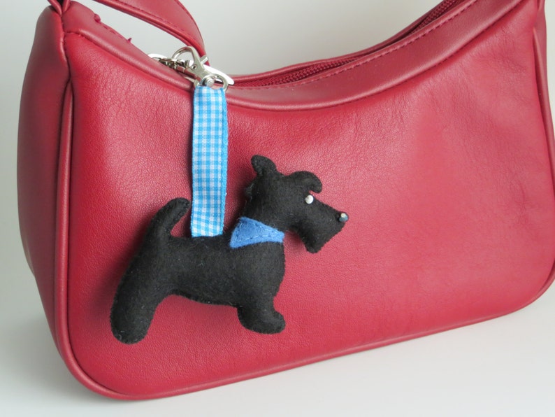 Scottish Terrier Hand Sewn Felt Dog Bag Charm image 1