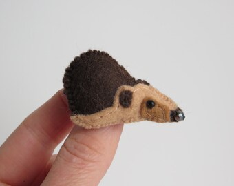 Hansel the Hedgehog Hand Sewn Brooch Pin