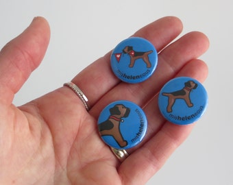 MisHelenEous Border Terrier Dog Blue Metal Pin Button Badge