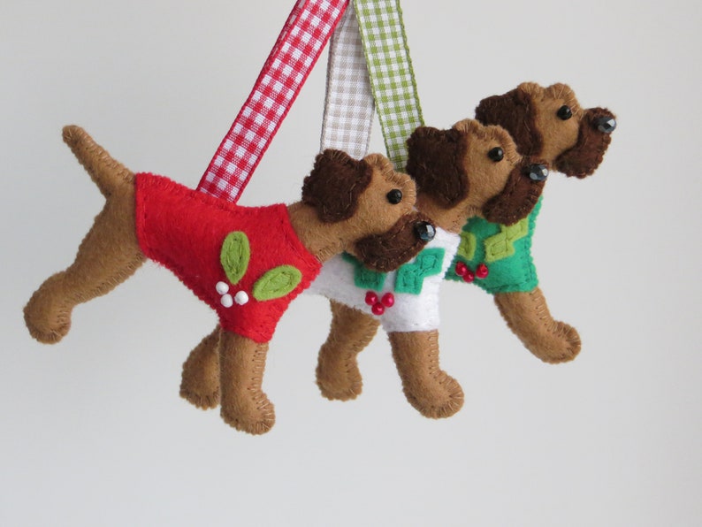 Red Grizzle Border Terrier Felt Dog Christmas Tree Ornament Etsy UK