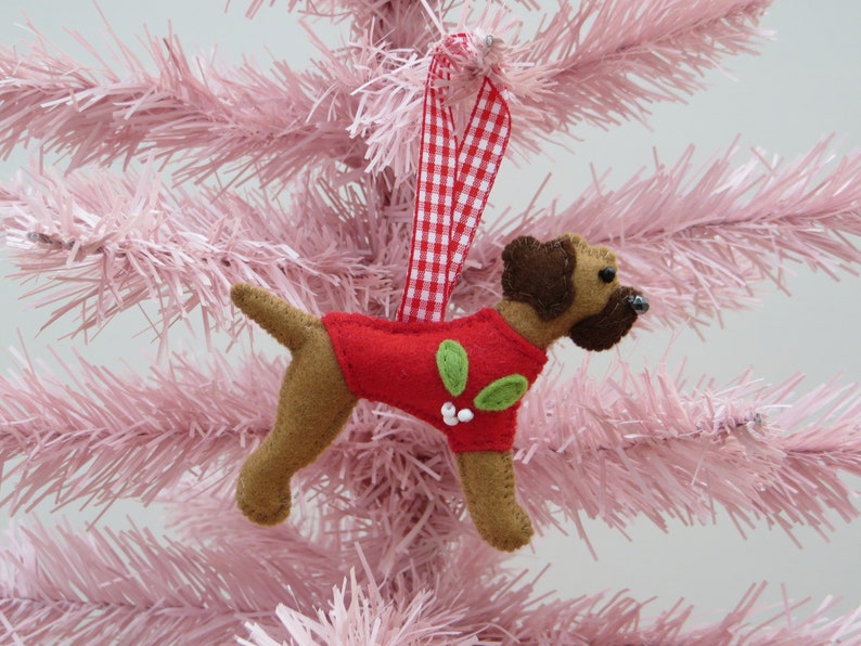 Red Grizzle Border Terrier Felt Dog Christmas Tree Ornament Etsy UK