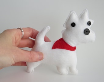 West Highland Terrier Hand Sewn Felt Dog Plushie Soft Toy