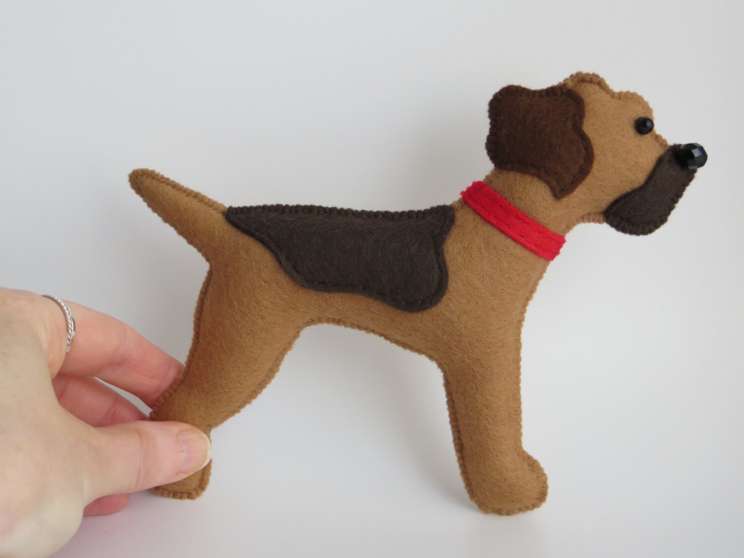 Red Grizzle Border Terrier Hand Sewn Felt Dog Plushie Soft Toy