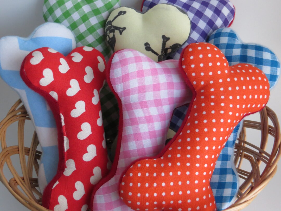 Squeaky Dog Toy Bone Rainbow Colour Pattern Fabric Size Small Etsy