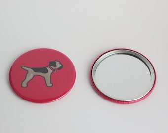 MisHelenEous Red Border Terrier Dog Motif Metal 58mm Pocket Mirror