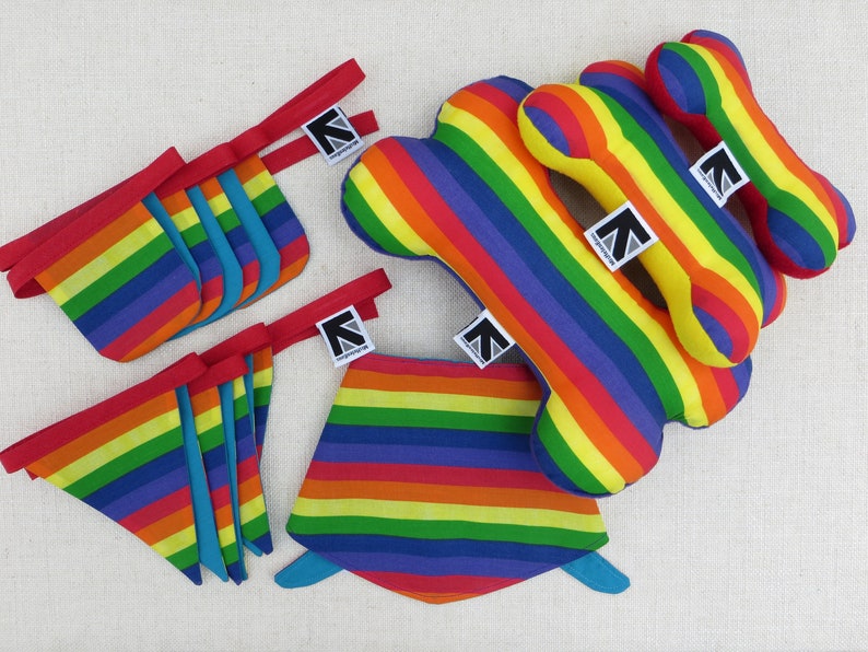 Pride LGBTQ Rainbow Print Small or Medium Fabric Squeaky Dog Toy Bone image 10