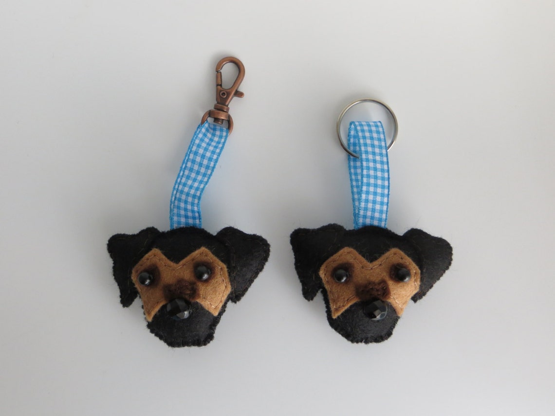 Bleu et tan Border Terrier main cousue feutre charme sac ...