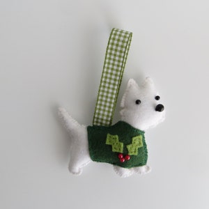 West Highland Terrier Hand Sewn Felt Dog Christmas Tree Ornament image 2