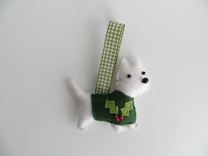 West Highland Terrier Hand Sewn Felt Dog Christmas Tree Ornament image 2