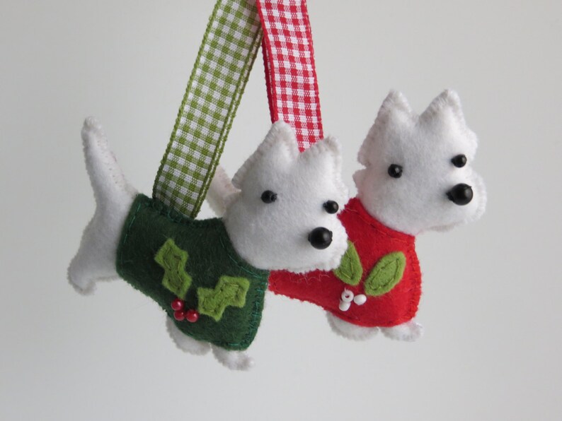 West Highland Terrier Hand Sewn Felt Dog Christmas Tree Ornament image 1