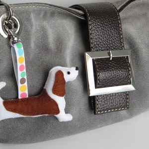 Basset Hound Hand Sewn Felt Dog Bag Charm image 1