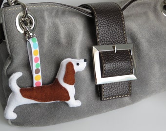 Basset Hound Hand Sewn Felt Dog Bag Charm