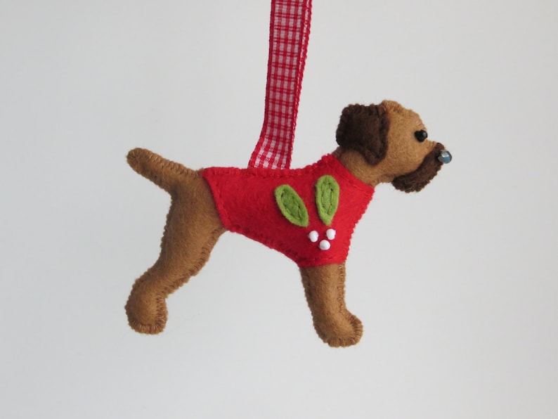Red Grizzle Border Terrier Felt Dog Christmas Tree Ornament Etsy UK