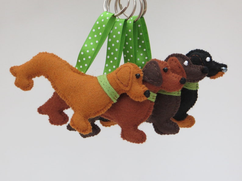 Dachshund Teckel Sausage Dog Hand Sewn Felt Keyring image 8