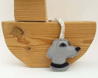 Weimaraner Hand Sewn Felt Dog Keyring