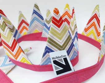 Mini Chevron Patterned Rainbow Fabric Bunting Garland Flags