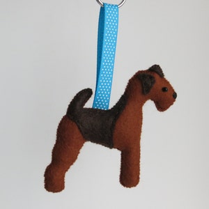 Welsh Terrier or Airedale Hand Sewn Felt Dog Keyring image 3