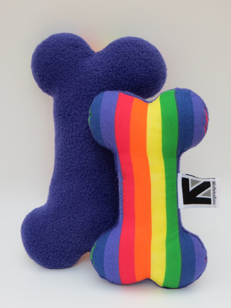 Pride LGBTQ Rainbow Print Small or Medium Fabric Squeaky Dog Toy Bone Bild 8