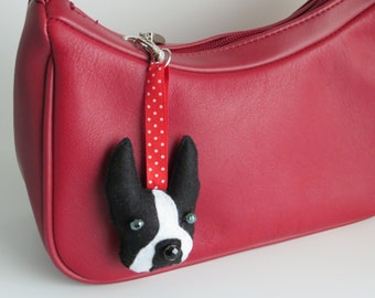 Boston Terrier Hand Sewn Felt Dog Bag Charm