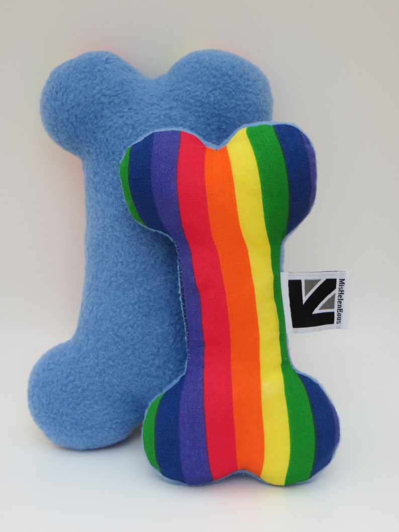 Pride LGBTQ Rainbow Print Small or Medium Fabric Squeaky Dog Toy Bone Bild 7