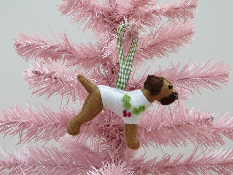 Red Grizzle Border Terrier Felt Dog Christmas Tree Ornament Etsy UK