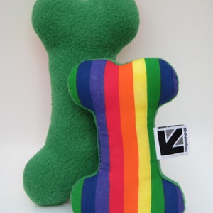 Pride LGBTQ Rainbow Print Small or Medium Fabric Squeaky Dog Toy Bone immagine 4