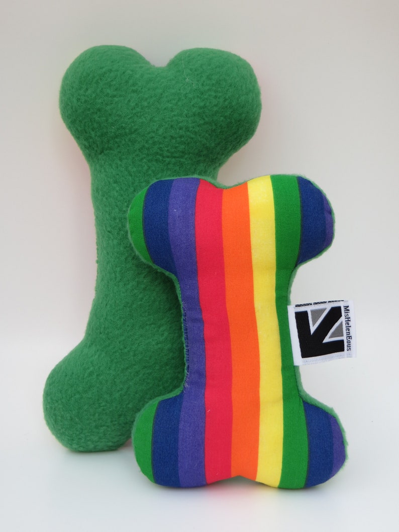 Pride LGBTQ Rainbow Print Small or Medium Fabric Squeaky Dog Toy Bone Bild 4