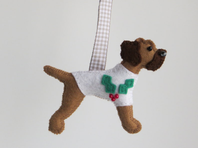 Red Grizzle Border Terrier Felt Dog Christmas Tree Ornament Etsy UK