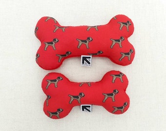 Red Border Terrier Print Squeaky Dog Toy Bone