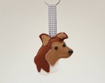 Shetland Sheepdog or Rough Collie Hand Sewn Felt Keyring