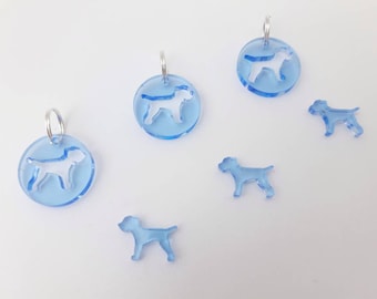 MisHelenEous Blue Border Terrier translucent acrylic cut out dog collar tag including the missing piece