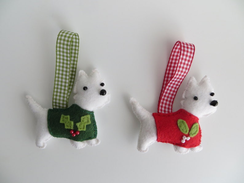 West Highland Terrier Hand Sewn Felt Dog Christmas Tree Ornament image 4