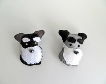 Schnauzer Hand Sewn Felt Dog Brooch Pin