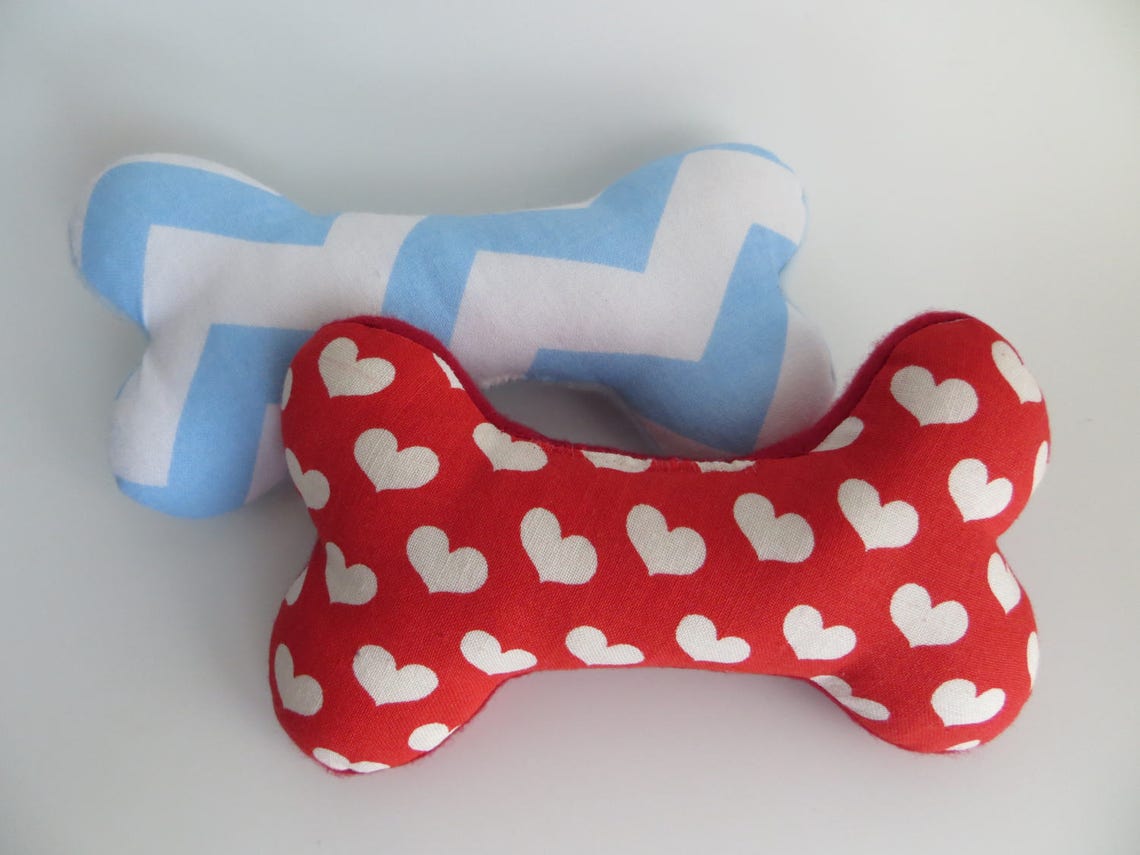 Squeaky Dog Toy Bone Rainbow Colour Pattern Fabric Size Small Etsy