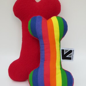 Pride LGBTQ Rainbow Print Small or Medium Fabric Squeaky Dog Toy Bone image 5