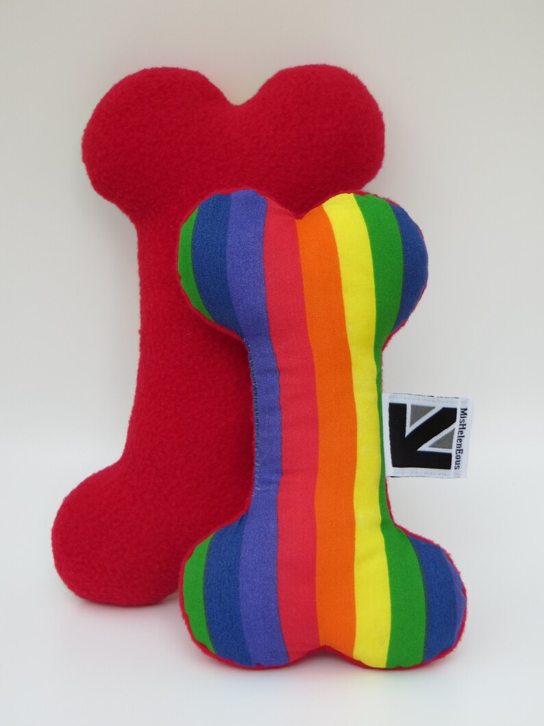 Pride LGBTQ Rainbow Print Small or Medium Fabric Squeaky Dog Toy Bone immagine 5