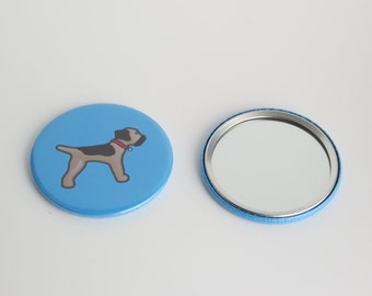 MisHelenEous Blue Border Terrier dog motif metal 58mm pocket mirror