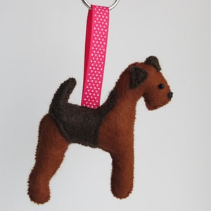 Welsh Terrier or Airedale Hand Sewn Felt Dog Keyring image 2