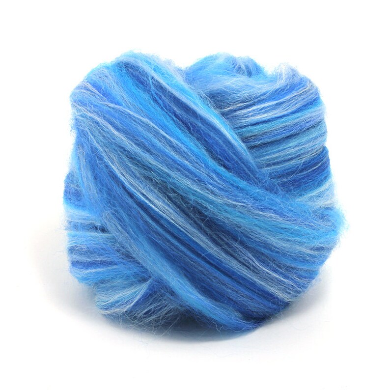 blue Aquila NeedleWet Felting Felting Wool Spinning FibreFiber MerinoTussah Silk Wool Top Roving Blend