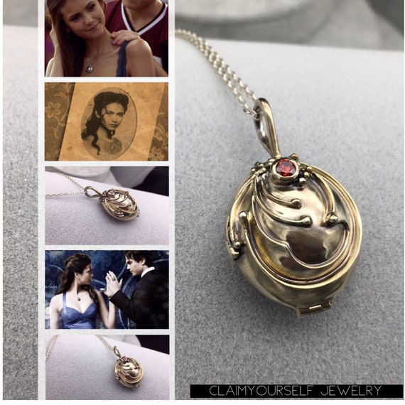 925 Sterling Silver New Vampire Diaries Elena Locket Vervain Pendant Necklace