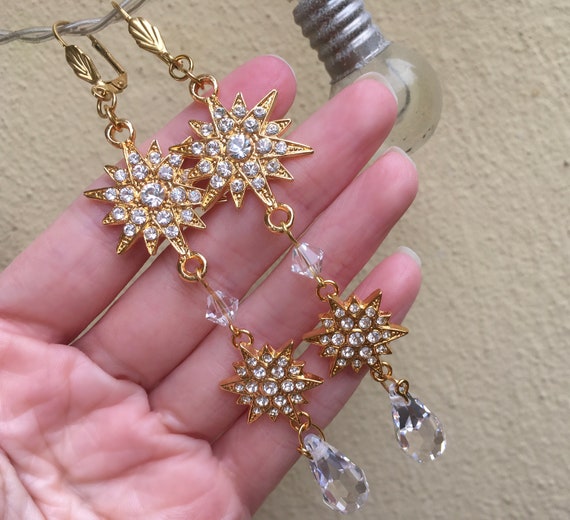 Orecchini Christine - Stella del Nord con cristalli Preciosa - Think of me - Vers. 3 - Starburst Earrings - Bridal Wedding Jewelry Sposa