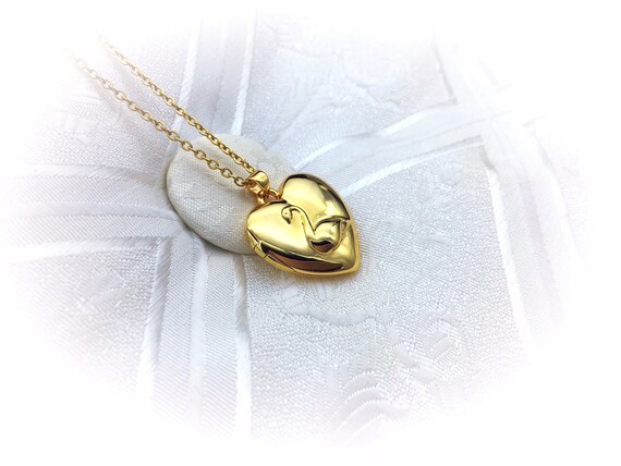 Swan Odette Heart Locket Necklace Swan 