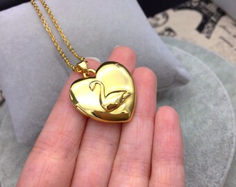 Swan Odette Heart Locket Necklace Swan 