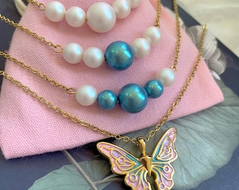 Butterfly Necklace - Fairy Princess - Mariposa Pendant - Medium Version - 20k Gold Stainless Steel