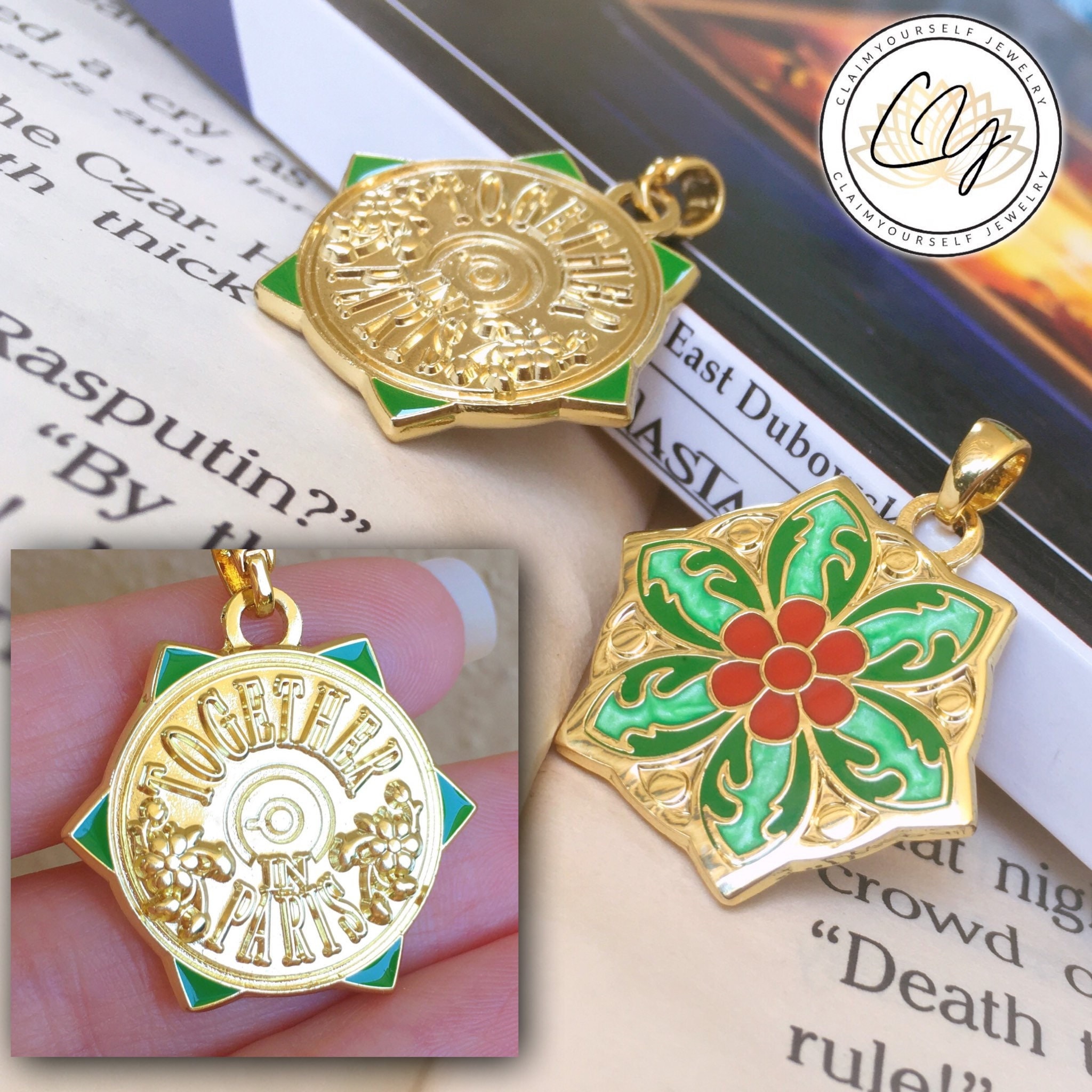 Collier Pendentif Vintage Assai Paris - Forme Lune Argenté - Bijou D'Artiste Symboliste - Occasion Bon État