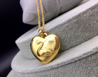 Swan Odette Heart Locket Necklace Swan 